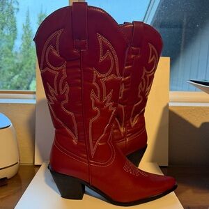 Princess Polly Red Heeled Boots